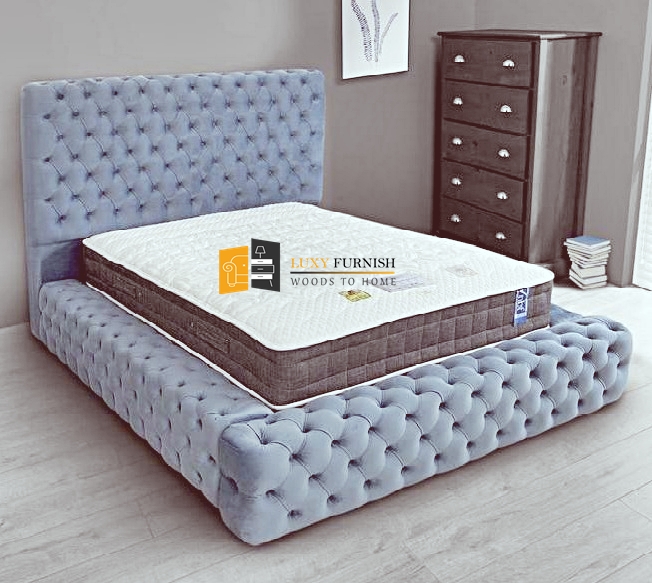 crushed velvet double beds with mattress